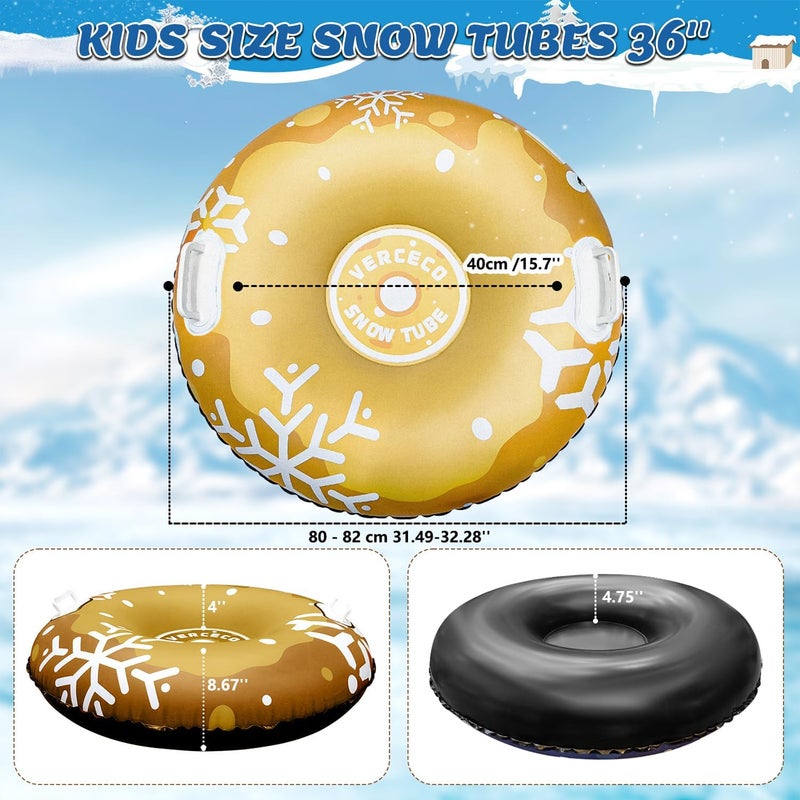 Verceco 1/3 Packs Snow Tube Inflatable Sleds for Kids Snow Tubes for Sledding Heavy Duty 36'' Snow Sleds for Kids and Adult with Handles Outdoor Snow Toys Set for Boys Girl - Image 3